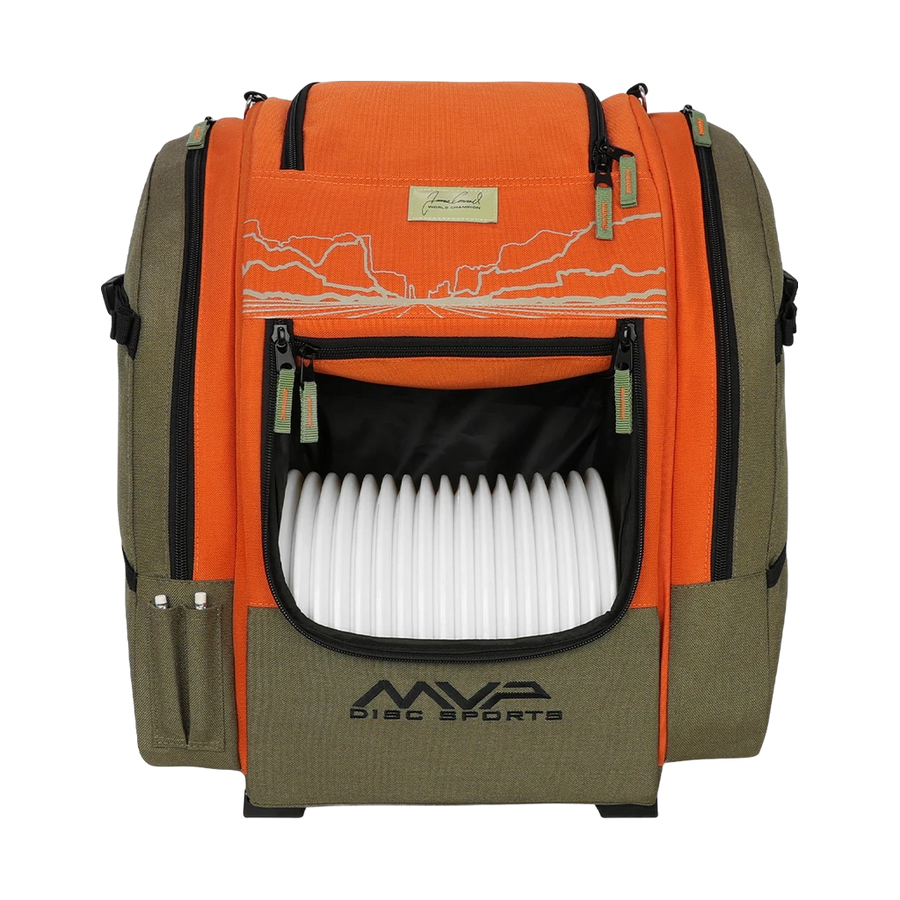 MVP Voyager Slim Polyester Backpack, Olive/Orange